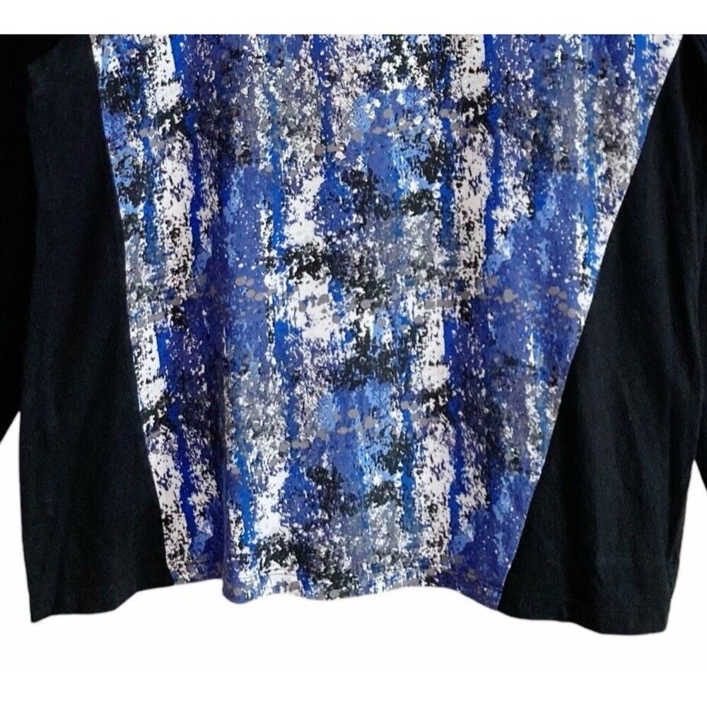 3/$30 CJ Banks T-Shirt Top Womens Size XL Black Blue Silver Long Sleeve Stretchy - Picture 3 of 9